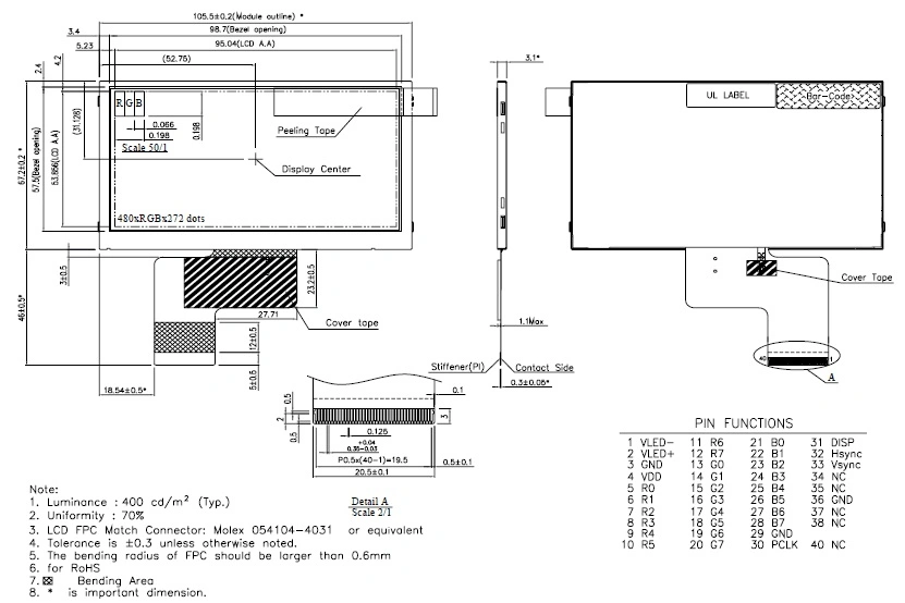 4.3&quot;/3.2&quot;/3.3&quot;/3.5&quot;/5&quot;/7&quot; inch small/color/custom/LCM TFT IPS panel/monitor LCD screen with capacitive/resistiveCTP/RTP touch screen