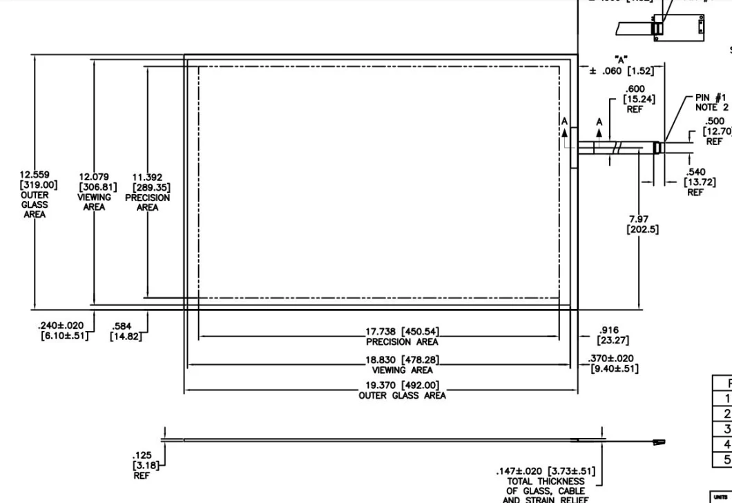 22.37 Inch 3m Replacement Surface Capacitive Touch Panel Screen 17-9311-205/98-0003-2209-3